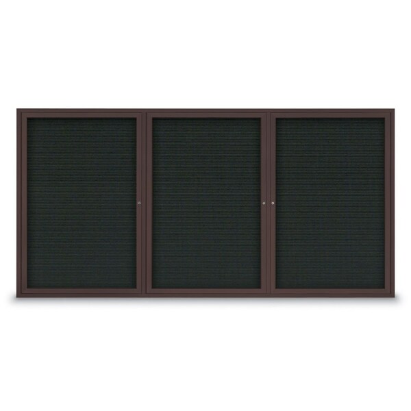 18"x24" 1-Door Enclosed Outdoor Letterboard, Black Felt/Bronze Alum